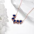 wholesale 925 Sterling Silver Plated Rose Gold Blue Enamel Flower 6-Pointed Star Magnetic Foldable Hexagram Pendant Necklace Set-0-3