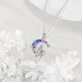 wholesale 925 Sterling Silver Moon & Cat Charm Necklace for Women - Purple Glittery Stone Pendant -0-3