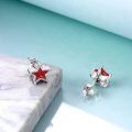 wholesale 925 Sterling Silver Red Gemstone Five-Pointed Star Stud Earrings for Women-0-3