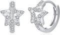 wholesale 925 Sterling Silver Cubic Zirconia Star Huggie Hoop Earrings for Men & Women-0-0