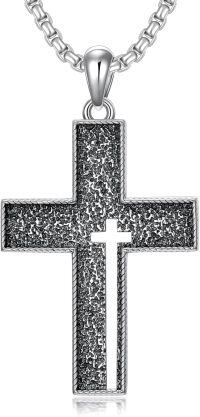 wholesale 925 Sterling Silver Square Turquoise Stone Cross Pendant Necklaces for Men & Women-Cross Necklace