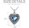 wholesale 925 Sterling Silver Blue Crystal Heart Photo Locket Pendant Necklace for Women Girls -0-4