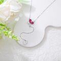wholesale 925 Sterling Silver & Ruby Red Zircon Butterfly Lariat Necklace for Women, 18-0-3