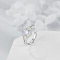 wholesale 925 Sterling Silver Moonstone White Opal Triple Moon Goddess Adjustable Ring-0-2