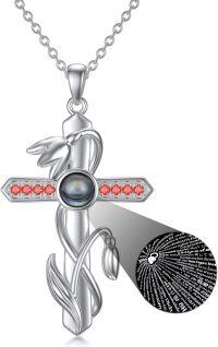 wholesale 925 Sterling Silver 12 Month Birthstone Flower Necklace  Char-01-Jan-Snow Lotus+Photo-01-January-Snow Lotus