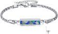 wholesale 925 Sterling Silver Blue Green Enamel Dragonfly & Butterfly Cremation Ashes Memorial Keepsake Bracelet for Women-0-0