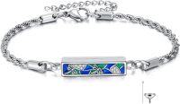 wholesale 925 Sterling Silver Blue Green Enamel Dragonfly & Butterfly Cremation Ashes Memorial Keepsake Bracelet for Women-dragonflies