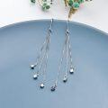 wholesale 925 Sterling Silver Threader Earrings with Tiny Cube Dangles and Chain Charms for Women-0-1