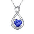 TOUPOP Sterling Silver Sapphire Infinity Love Moon Pendant Necklace-0-0