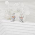 wholesale 925 Sterling Silver Highland Cow with Rose Gold Flower Hoop Earrings for Women-0-3