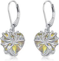 wholesale 925 Sterling Silver Austrian Crystal Tree of Life Dangle Earrings-April