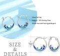 wholesale S925 Sterling Silver Ocean Wave Huggie Hoop Earrings with Blue Enamel and Yellow Stone Hypoallergenic Beach Jewelry for Women-0-3