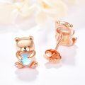 wholesale 925 Sterling Silver Teddy Bear Heart Moonstone Stud Earrings for Women Hypoallergenic -0-1