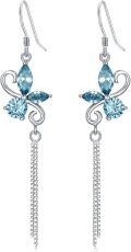 wholesale 925 Sterling Silver Birthstone Butterfly Dangle Earrings for Women-0-0