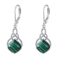 wholesale 925 Sterling Silver Moonstone Dangle Earrings Wholesale Celtic Knot Design-Malachite irish earrings