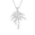 wholesale 925 Sterling Silver Coconut Palm Tree Pendant Necklace with CZ Stones and Chain 24-0-0