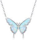wholesale 925 Sterling Silver White Fire Opal Butterfly Pendant Necklace Minimalist Fine s for Her-0-0