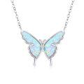 wholesale 925 Sterling Silver White Fire Opal Butterfly Pendant Necklace Minimalist Fine s for Her-0-0