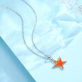 wholesale 925 Sterling Silver Orange Opal Starfish Pendant Necklace Sea Life Jewelry for Women Girls 45cm Chain Length-0-4