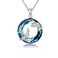 TOUPOP Sterling Silver Blue Crystal Aircraft Necklace Jewelry For Women-0-0