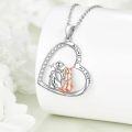 wholesale 925 Sterling Silver Heart Shaped Pendant with Cat and Bird Design - Always in My Heart-0-3