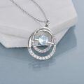 wholesale TOUPOP Sister Gifts From Sister Sterling Silver Double Circle Aquamarine Pendant Necklace With March Birthstone Jewerly Always My Sister Forever My Friend Birthday Christmas Gifts For Women Friends -0-5