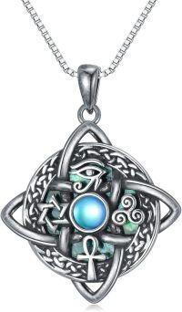 wholesale 925 Sterling Silver Abalone Shell Eye of Horus Triskele Pendant Necklace for Women-Witches Knot