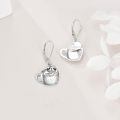 wholesale 925 Sterling Silver Platinum Plated Cute Sloth In Coffee Cup Drop Earrings-0-2