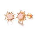 wholesale 925 Sterling Silver Pink Opal Flower Stud Earrings Celestial s for Women Girls-0-0