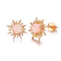wholesale 925 Sterling Silver Pink Opal Flower Stud Earrings Celestial s for Women Girls-03- -Opal Sun