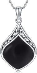 wholesale Sterling Silver Natural Gemstone Teardrop Pendant Necklace-0-24
