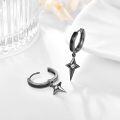 wholesale 925 Sterling Silver Black Plated Star Drop Huggies Earings for Women & Men-0-1