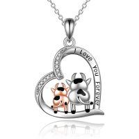 wholesale 925 Sterling Silver I Love You Forever Bull Pendant Necklace-Cow Necklace