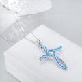 wholesale 925 Sterling Silver Turquoise and White Opal Celtic Cross Pendant Necklace for Women-0-34
