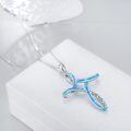 wholesale 925 Sterling Silver Turquoise and White Opal Celtic Cross Pendant Necklace for Women-0-34