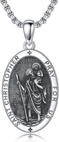 wholesale  Oval St Christopher Prayer Pendant Necklace for Men & Women-F-St Christopher Shield Charm C