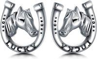 wholesale 925 Sterling Silver Animal Stud Earrings with Stones Christmas Gifts for Women Girls-Horseshoe