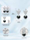 wholesale 925 Sterling Silver Black Freshwater Pearl Butterfly Drop Earrings for Women-0-4