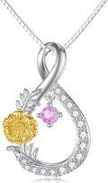 wholesale TOUPOP October Birth Flower Necklaces 925 Sterling Silver Dainty Floral Pendant Necklaces Infinity Birth Month Flower Jewelry Gifts For Women Her October Birthday Christmas Gift -0-0