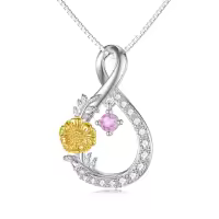 TOUPOP Sterling Silver Stone October Birth Flower Necklace-undefined