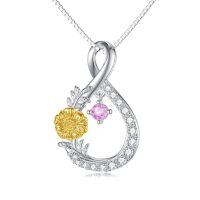 TOUPOP Sterling Silver Stone October Birth Flower Necklace-undefined