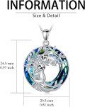 wholesale 925 Sterling Silver Sloth Tree of Life Pendant Necklace with Blue Crystal Birthday Christmas Gifts for Women Mom Daughter Sister-0-3