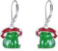 wholesale 925 Sterling Silver Green Frog Mushroom Drop Earrings Animal s for Women-0-0
