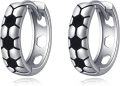 wholesale 925 Sterling Silver Hexagon Pattern Huggie Hoop Earrings for Women Men 8mm Diameter Minimalist  Set of Two Pair (Black)-0-0