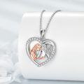wholesale 925 Sterling Silver Unicorn Heart Pendant Necklace with Rose Gold Accents and Cubic Zirconia Stones for Women-0-4