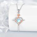 wholesale Sterling Silver Birthstones Rose Cross Heart Crucifix Pendant Necklace for Women-0-70