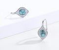 wholesale 925 Sterling Silver Teardrop Shape Turquoise & Cubic Zirconia Drop Earrings for Women-0-4