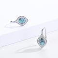 wholesale 925 Sterling Silver Teardrop Shape Turquoise & Cubic Zirconia Drop Earrings for Women-0-4
