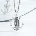 wholesale 925 Sterling Silver Saint Christopher Anchor Pendant Mens Necklace 24 Rope Chain-0-1