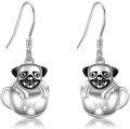 wholesale 925 Sterling Silver Pug Dog Cup Pendant Drop Earrings for Women Girls  4cm Long-0-0